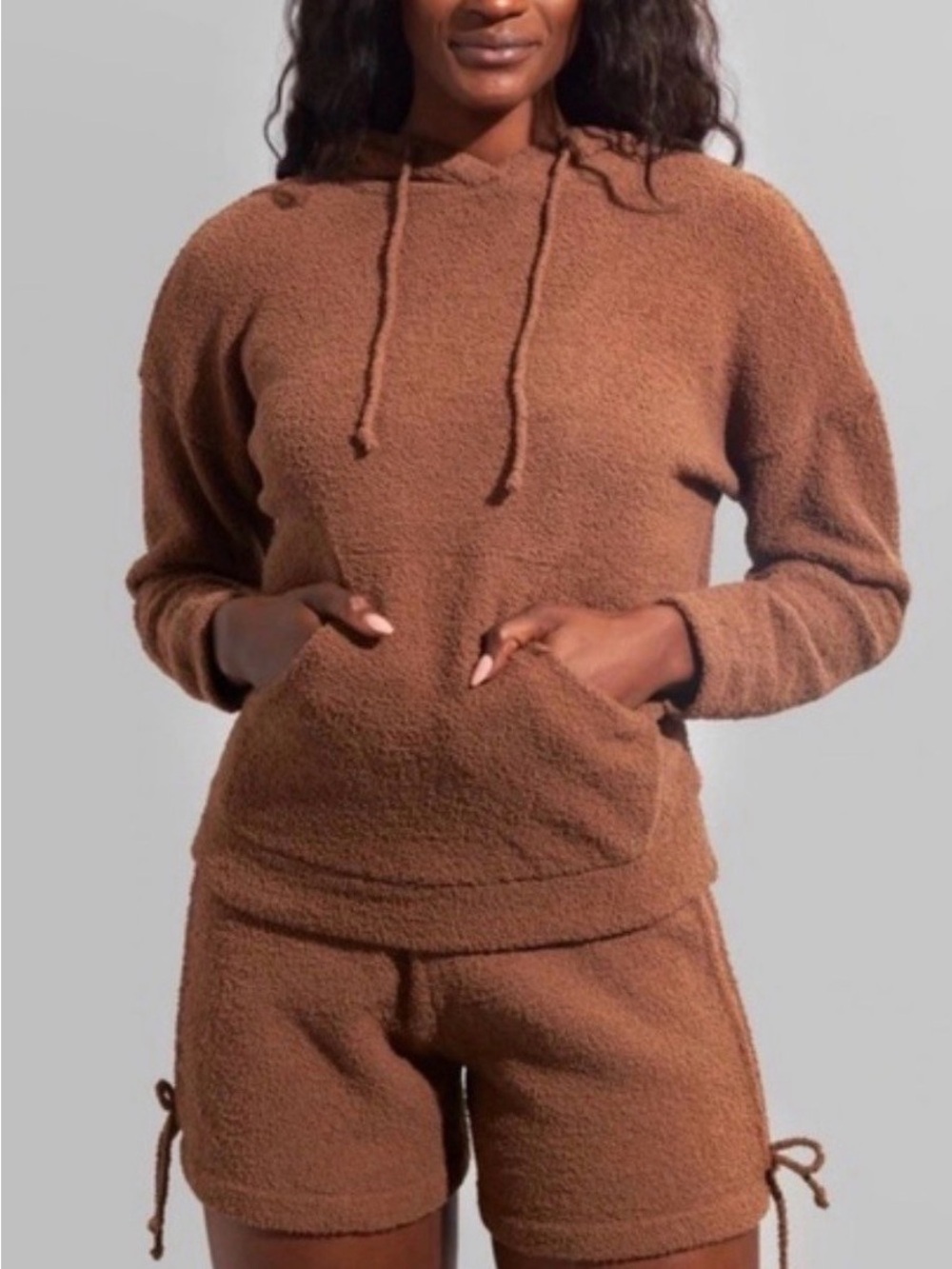 BuffBunny Chestnut Brown Sherpa Hooded Pullover
